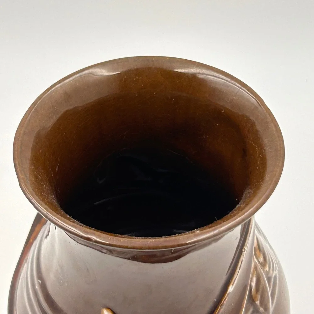 VTG Harzer Keramik Goslar Harz German Pottery Vase Brown Glaze 7